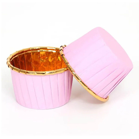 форма бум. Маффин 50х39 розовая-золотая