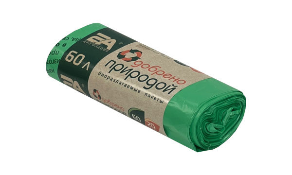 пакеты д/мусора 60л 20шт "Одобрено природой" зелен.