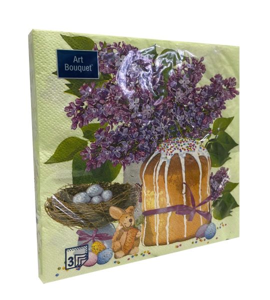 салфетки 3-сл 33х33 БУКЕТ Пасхальный кулич /20