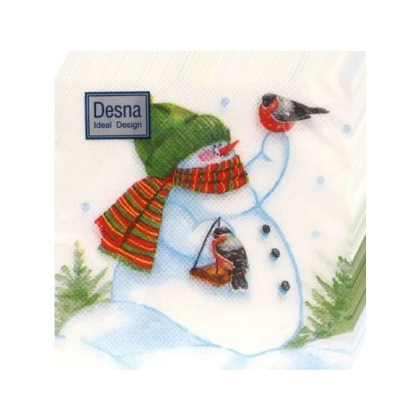 НГ салфетки 25х25 DesnaDesign НГ Снеговик и снегири/40