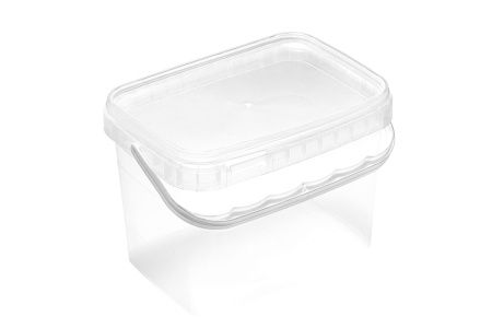 банка 2 л прозрачная ПРЯМОУГОЛЬНАЯ прозр. крышка ЭП/1шт *