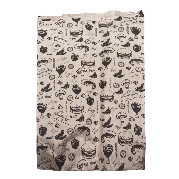 пакет бумажный с V-обр. дном 35х20х10 крафт с рис *