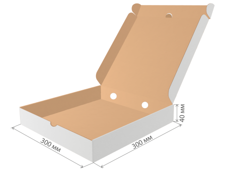 коробка под пиццу гофрокартон 300х300х40 бел/бур ЛОК