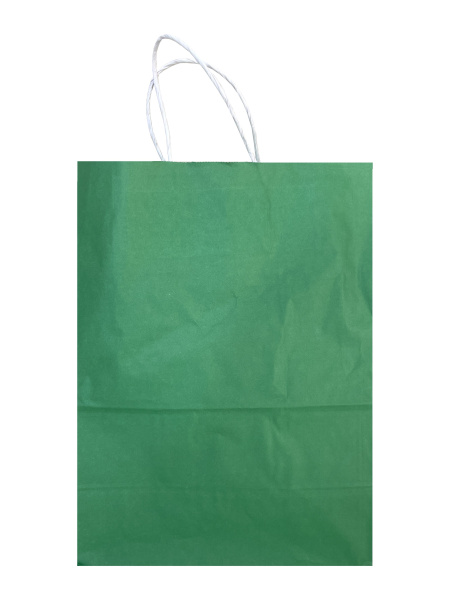 сумка бум. крафт 34х26х15 с круч. ручками зеленый *