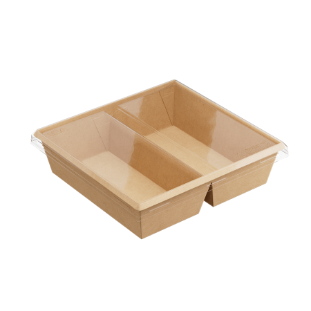 контейнер бум. 1200 мл OneClick 2-секц с плоской крышкой/200х190х55/20