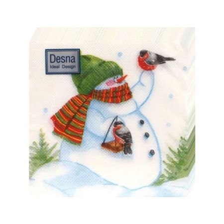 НГ салфетки 25х25 DesnaDesign НГ Снеговик и снегири/40