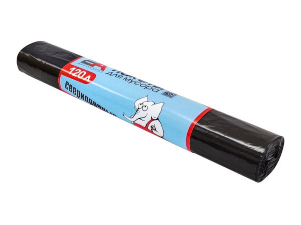 пакеты д/мусора 120л 50шт "Слоны в рулоне" 2А черн.