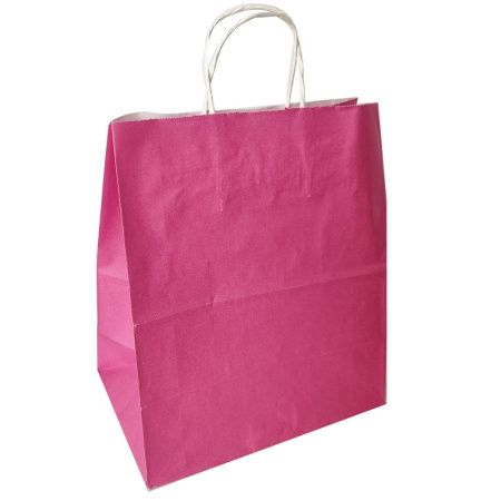 сумка бум. крафт 28х24х14 с круч. ручками Темная фуксия *