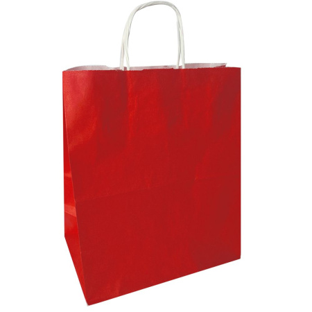 сумка бум. крафт 28х24х14 с круч. ручками КРАСНАЯ *