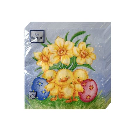 салфетки 3-сл 33х33 БУКЕТ Пасхальные утята/20